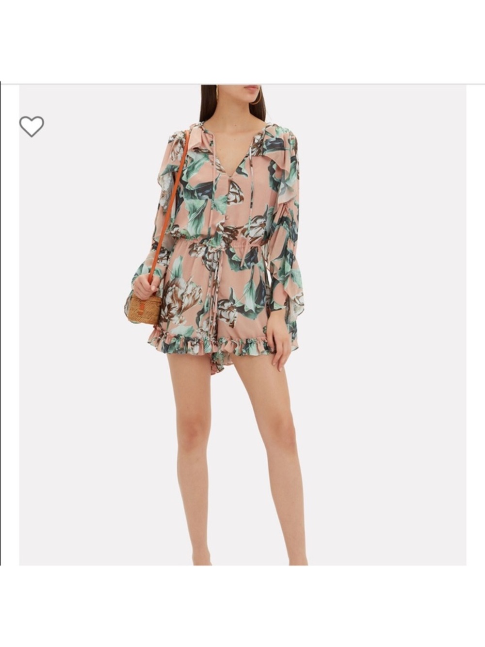 PatBo | Floral Peach Ruffle Romper